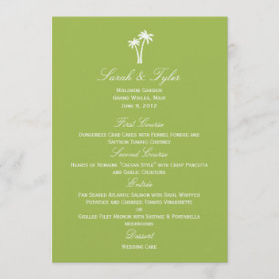 Palm Trees Wedding Menu Card - Lime