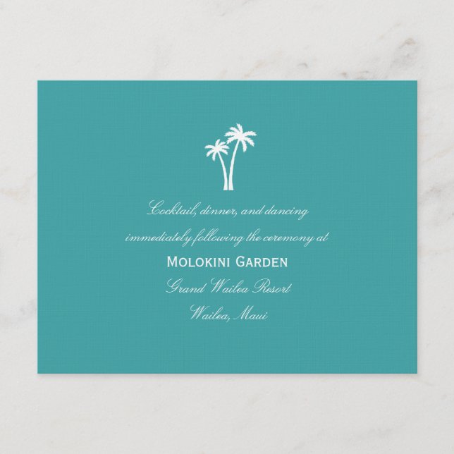 Palm Trees Wedding Reception Card (Front)