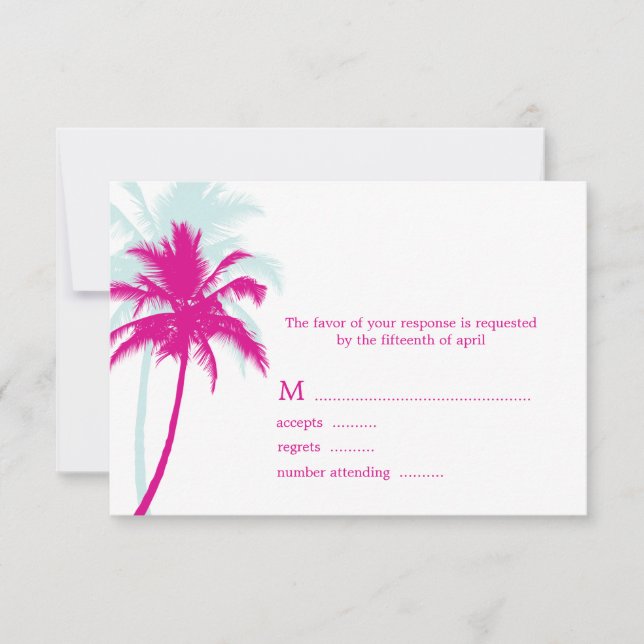 Palm Trees Wedding Response Cards (Front)