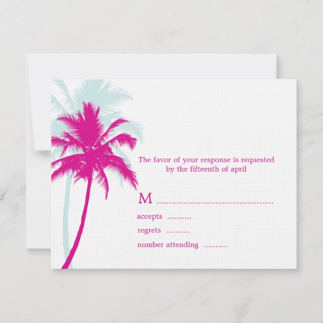 Palm Trees Wedding Response Cards (Front)