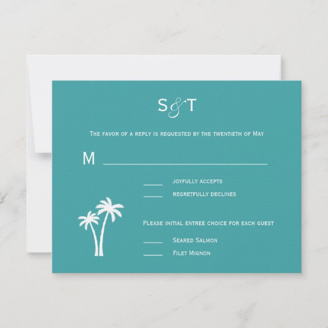 Palm Trees Wedding RSVP Card (Front)