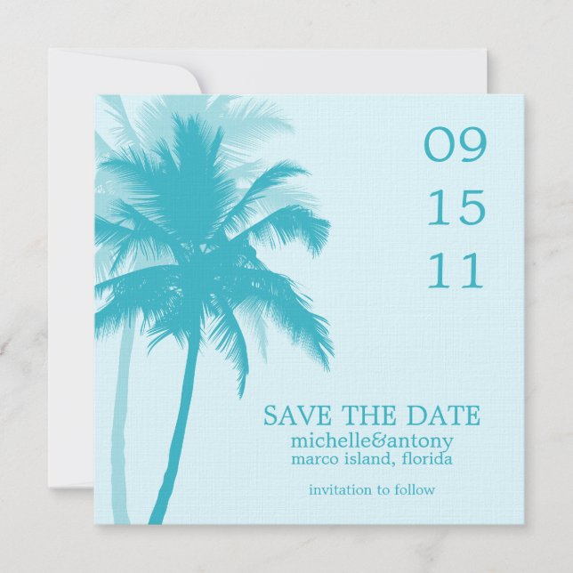Palm Trees Wedding Save the Date (Front)