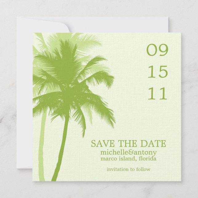 Palm Trees Wedding Save the Date (Front)