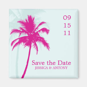 Palm Trees Wedding Save the Date or Favour Magnet