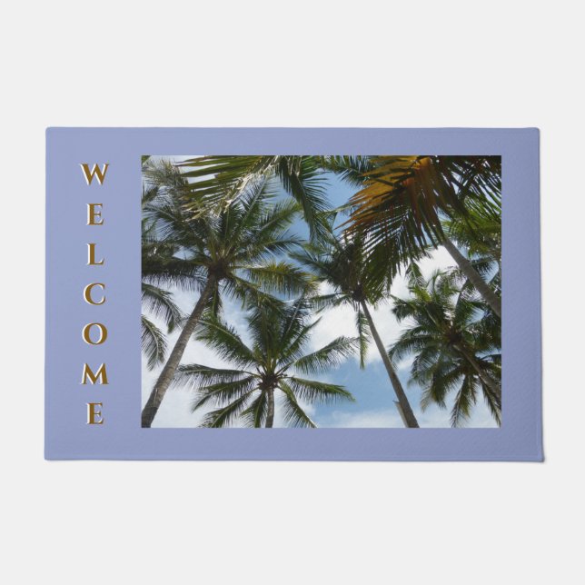 Palm Trees WELCOME Cust. Door Mat (Front)