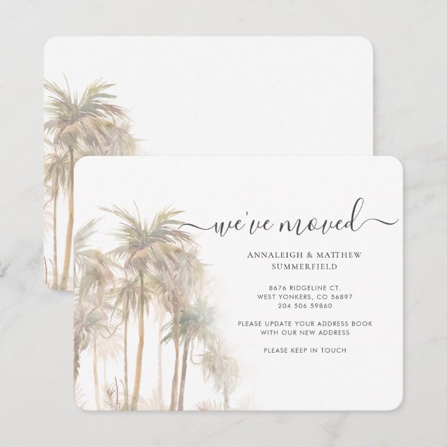 Palm Trees We've Moved Moving Tropical Card (Front/Back)