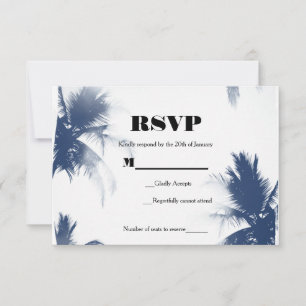 Palm Trees White Glamour Chic Modern Tropical RSVP Card