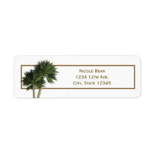 Palm Trees White & Gold Elegant Address Labels