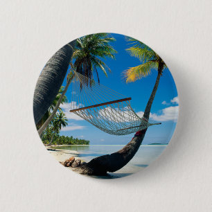 Palm Trees with Hammock pinback button
