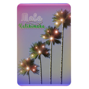 Palm Trees With Lights Mele Kalikimaka Magnet