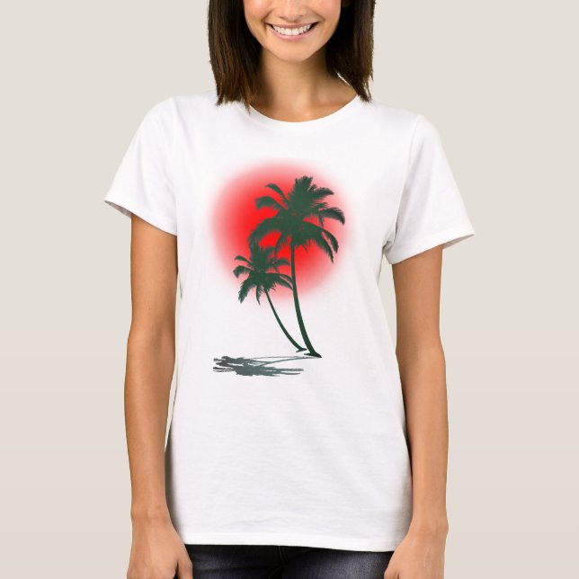Palm Trees with Red Sun T-Shirt (Front)