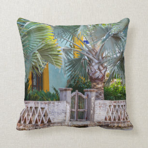 Palm Trees with Rustic Gate Mexico Ceramic Cera Cushion