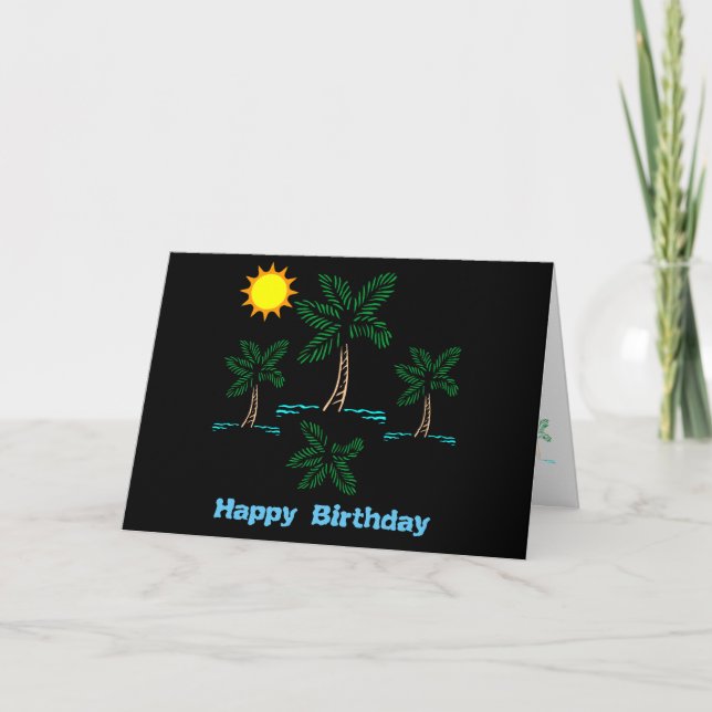 Palm Trees With Sun Birthday Card (Front)