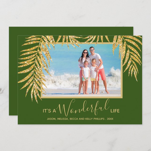 Palm Tropical Christmas Photo Holiday Card (Front/Back)