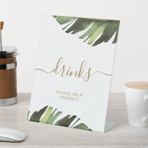 Palm Tropical Floral Shower Drinks Sign