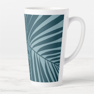 palm & tropical leaf abstract in blue green grey latte mug