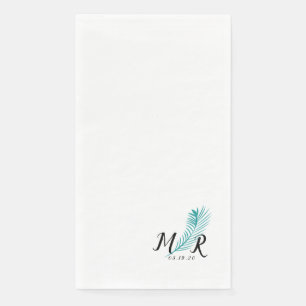 Palm Tropical Leaf Simple Wedding Logo   Napkin