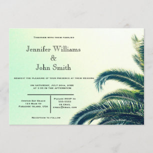 Palm Typography Destination Wedding Invitations