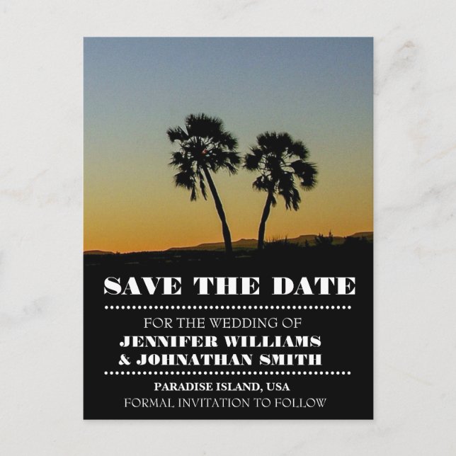 Palm Typography Save the Date Cards (Front)