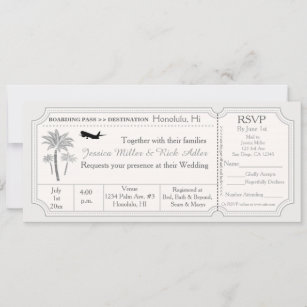 Palm Wedding Destination Ticket Invitation RSVP