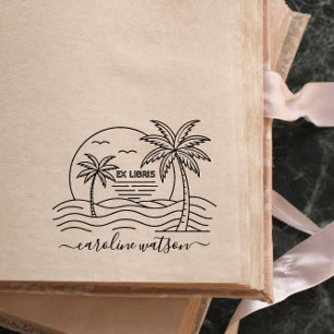 Palm with sun  Ex libris  Rubber Stamp