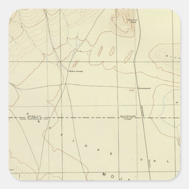 Palmdale quadrangle showing San Andreas Rift Square Sticker (Front)