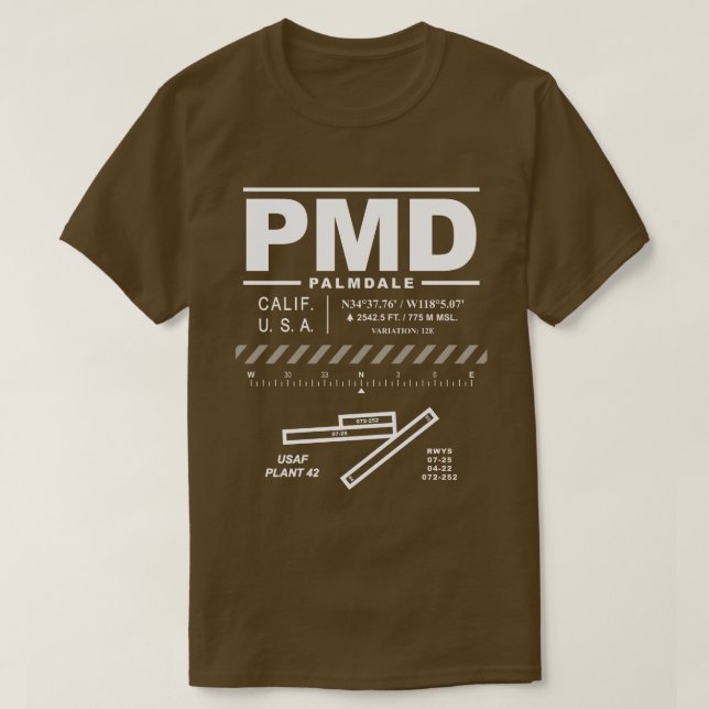 Palmdale Rgnl. Airport USAF Plant 42 PMD T-Shirt (Design Front)