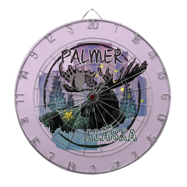 Palmer Alaska rustic moose dart board (Front)