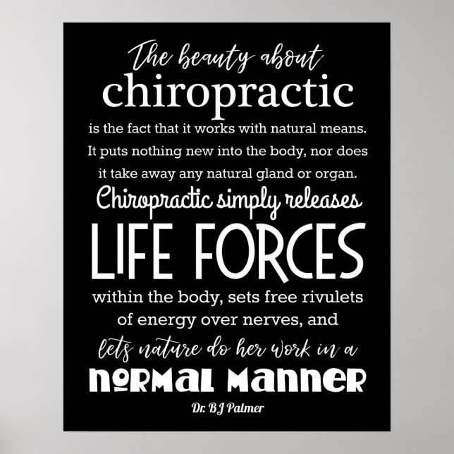 Palmer Quote The Beauty About Chiropractic Poster (Front)