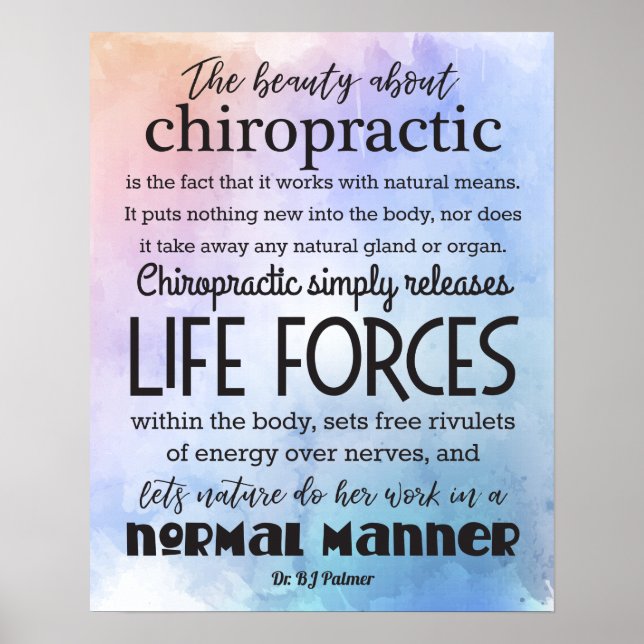Palmer Quote The Beauty About Chiropractic Poster (Front)