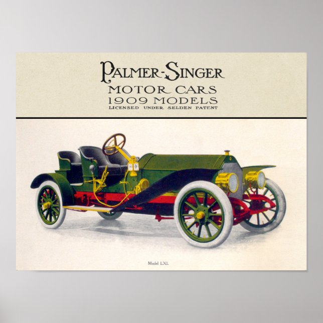 Palmer-Singer Motor Cars, 1909 Poster (Front)