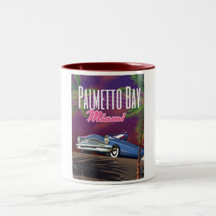 Palmetto Bay Florida USA 80s travel poster Two-Tone Coffee Mug