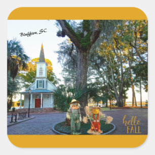Palmetto Bluff Chapel Bluffton SC Fall Scarecrows  Square Sticker