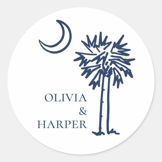 Palmetto Crescent Moon  Classic Round Sticker (Front)