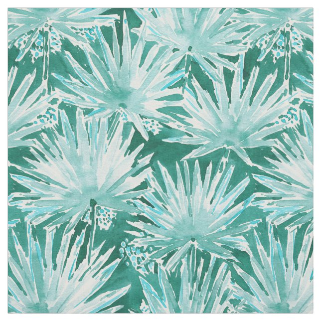 PALMETTO PARADISE Green Tropical Leaves Pattern Fabric (Swatch)