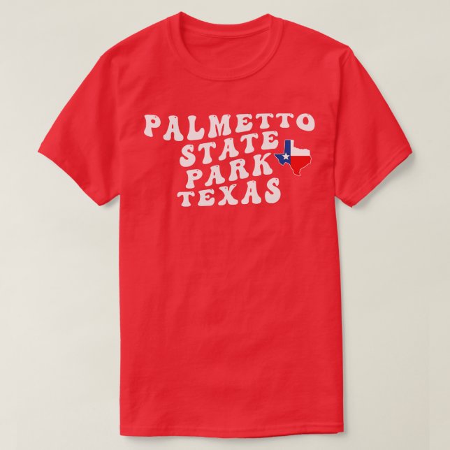 Palmetto State Park Texas Retro Wavy 1970s Text T-Shirt (Design Front)