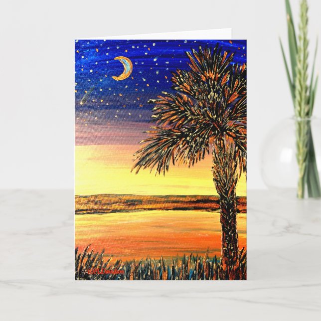 Palmetto Sunset Greeting Card (Front)
