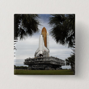 Palmetto trees frame space shuttle Endeavour 15 Cm Square Badge