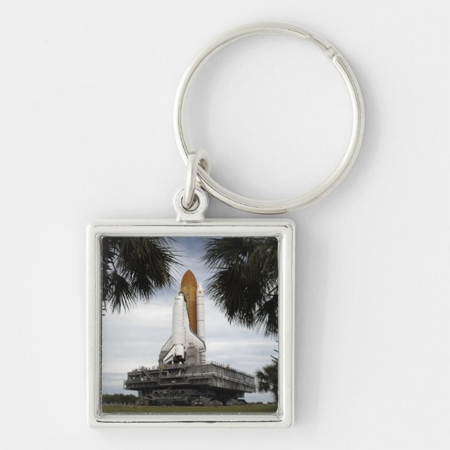 Palmetto trees frame space shuttle Endeavour Key Ring (Front)