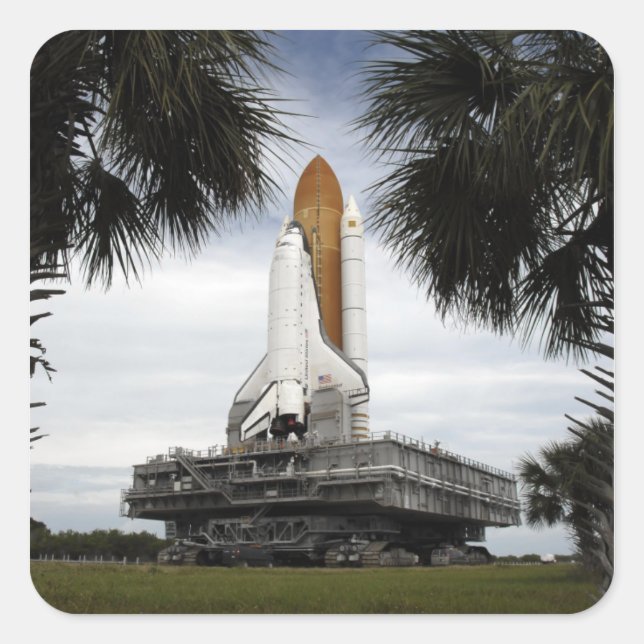 Palmetto trees frame space shuttle Endeavour Square Sticker (Front)
