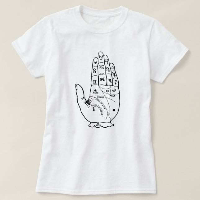 Palmistry Hand T-Shirt (Design Front)