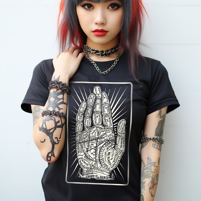 Palmistry Mystic Fortune Tarot Mystic Esoteric T-Shirt (Show your love for the dark arts with this palmistry tarot card inspired tshirt.)