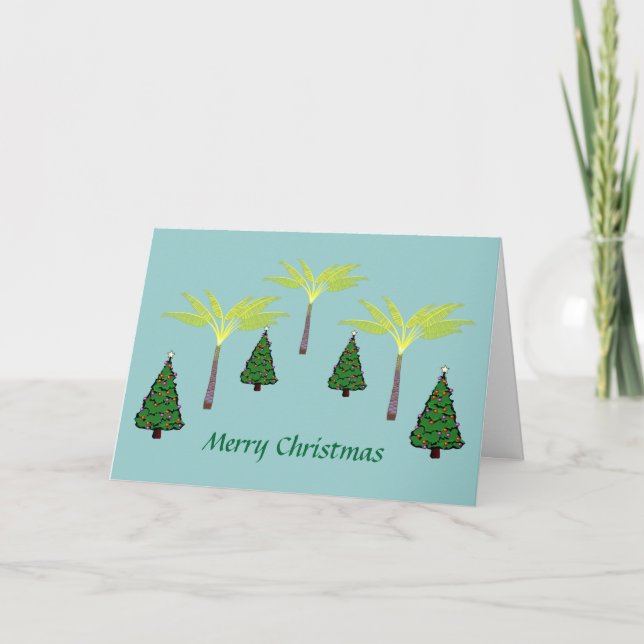 Palms and Christmas Trees Holiday Card (Front)