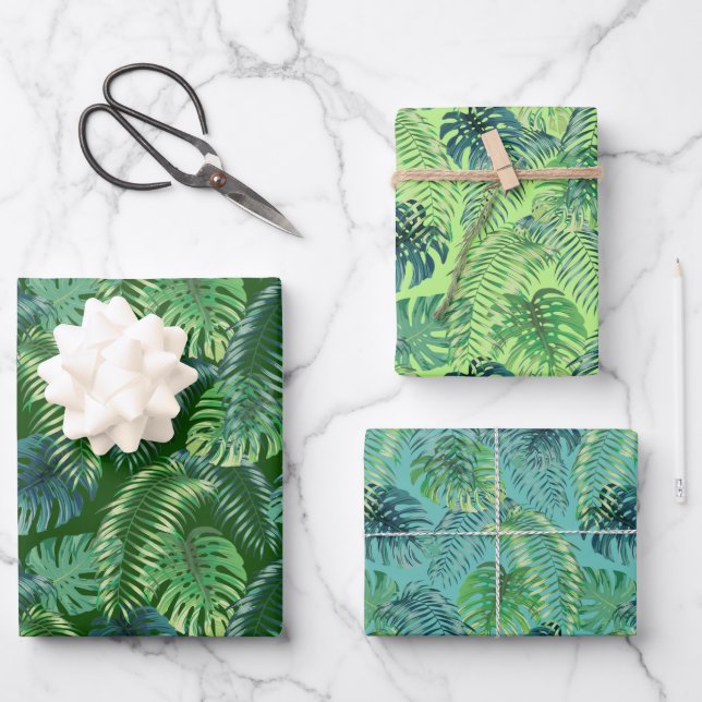 Palms and Ferns Design Wrapping Paper Set  (Front)