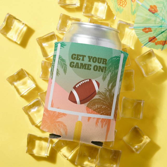 Palms and Football Uprights Game Day Can Cooler (In Situ Summer)