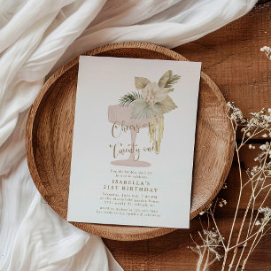 Palms and Prosecco Cheers to 21 Birthday Invitation
