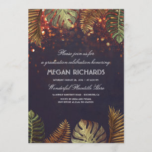 Palms and String Lights Beach Graduation Invitation