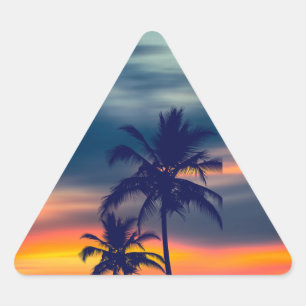 Palms and sunset triangle sticker