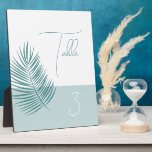 Palms Aqua Table Number • Coastal Modern Sign Plaque