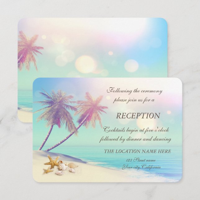 Palms Beach Seashells Reception I Invitation (Front/Back)